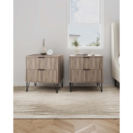 Manhattan Comfort DUMBO 2.0 Nightstand in Rustic Grey, 2PK 2-NS002-GY